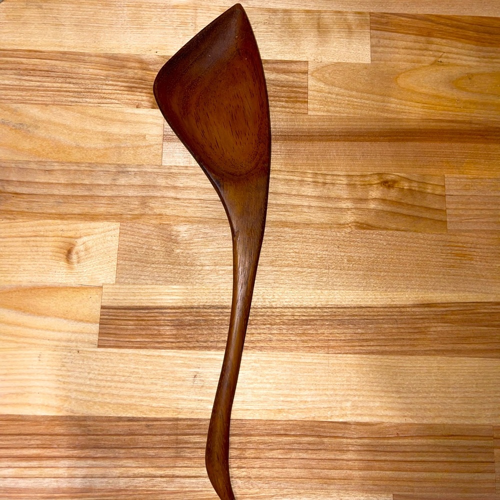 VNTG Danish teakwood curved ladle spoon